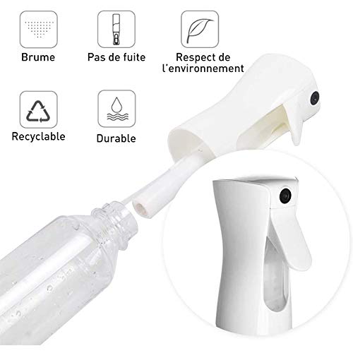 Botella Frasco de Spray, Botella Pulverizador Agua Peluqueria Fina Niebla Continuo Pulverizador Recargable spray Rizos pulverizar para Pelo Cara plantas, limpieza