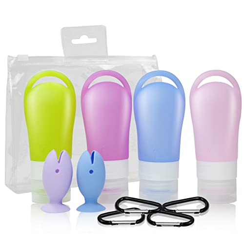 Botellas de Viaje, Contenedores de Viaje de Silicona con Bols,Botella de Viaje de Silicona a Prueba de Fugas Usado para champús, lociones y Cosmético, FDA Certified BPA Free