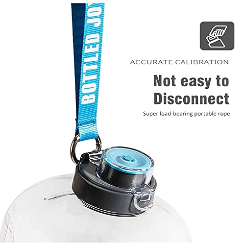 BOTTLED JOY - Botella de agua grande de 1,5 litros, sin BPA, antigoteo, botella deportiva con marca motivadora para fitness, oficina, viajes al aire libre, camping, escalada, color blanco