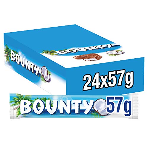 Bounty Chocolatina de Coco recubierta con un delicioso Chocolate con leche (24 x 57g)