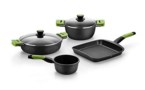BRA PRIOR Batería 4 piezas de aluminio fundido con antiadherente, apta para todo tipo de cocinas Incluso inducción [Amazon Exclusive]