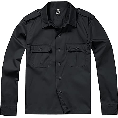 Brandit US Hemd Langarm Camisa, Schwarz, 3XL para Hombre