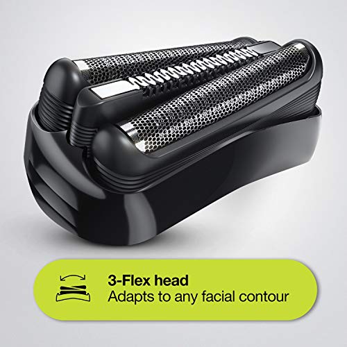 Braun Series 3 Afeitadora Eléctrica Hombre, Máquina de Afeitar Barba con 3 Láminas Flexibles, Recargable, Inalámbrica, 3000 S, Negro/Verde.