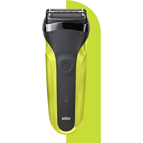Braun Series 3 Afeitadora Eléctrica Hombre, Máquina de Afeitar Barba con 3 Láminas Flexibles, Recargable, Inalámbrica, 3000 S, Negro/Verde.