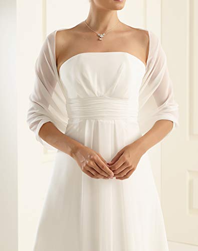 BrautChic Elegante Chal Estola de Gasa Mujer Bufanda Bolero Para Fiesta Novia Bodas- Estola Nupcial- Chiffon Suave- Forma Universal Clásica- 230x50cm- MARFIL