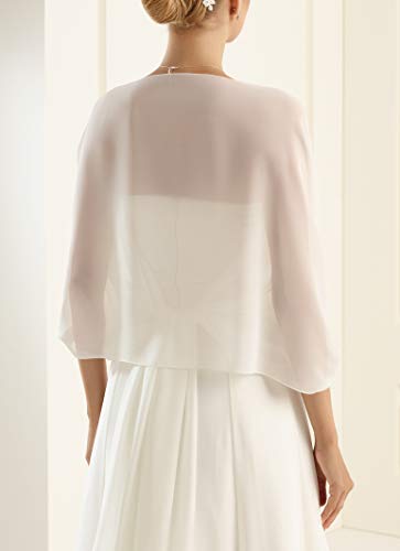 BrautChic Elegante Chal Estola de Gasa Mujer Bufanda Bolero Para Fiesta Novia Bodas- Estola Nupcial- Chiffon Suave- Forma Universal Clásica- 230x50cm- MARFIL