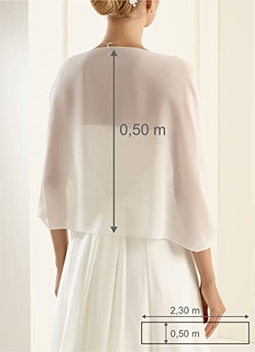 BrautChic Elegante Chal Estola de Gasa Mujer Bufanda Bolero Para Fiesta Novia Bodas- Estola Nupcial- Chiffon Suave- Forma Universal Clásica- 230x50cm- MARFIL