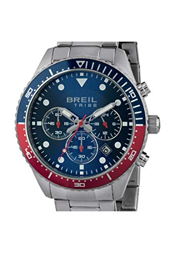 BREIL - Reloj para Hombre Colección Sail EW0443 - Reloj de Caballero con Esfera Analógica Azul y Roja - PE902 SUNON Movement - Cuarzo - Pulsera de Acero