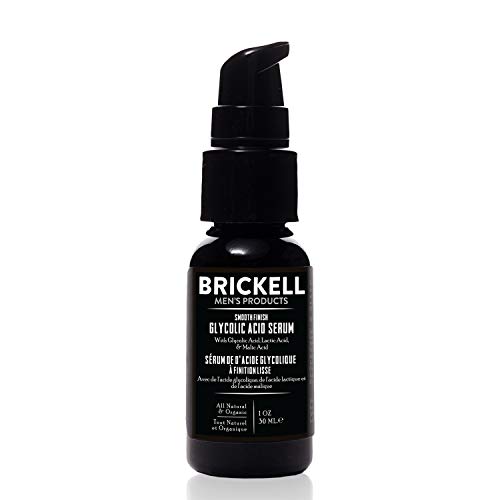 Brickell Men's Suero de Ácido Glicólico de Acabado Liso Para Hombres, Natural y Orgánico, Suero Antienvejecimiento Para Reducir Las Líneas Finas y Arrugas, 29 Mililitros, Perfumado