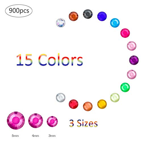 Brillantes Para Decorar Diamantes Autoadhesivas, 900 Piezas 3mm 4mm 5mm para Joyas para Cara Ojos Niños DIY Tarjetas de Artesanía Adorno Joya de Cristalino Decoraciones