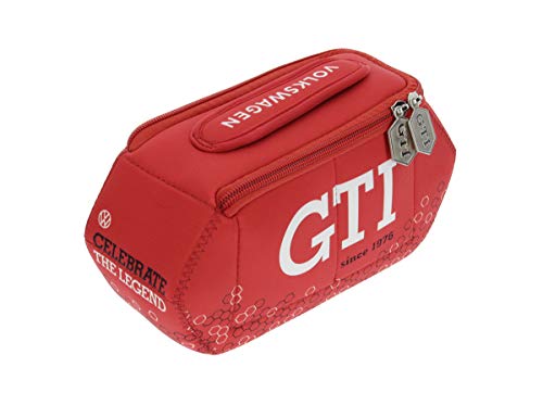 BRISA VW Collection Volkswagen VW GTI Bolsa Universal de Neopreno, Estuche para lápices, Caja de papelería, Neceser, Bolso de Maquillaje-Cosméticos-Aseo para Escuela/Oficina/Regalo (Hexágono/Rojo)