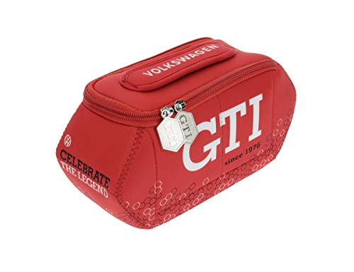 BRISA VW Collection Volkswagen VW GTI Bolsa Universal de Neopreno, Estuche para lápices, Caja de papelería, Neceser, Bolso de Maquillaje-Cosméticos-Aseo para Escuela/Oficina/Regalo (Hexágono/Rojo)