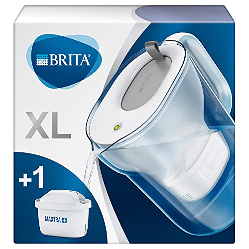 Brita Filtro de agua, estilo XL, incluye 1 cartucho de filtro Maxtra+, Embudo: SMMA, gris claro, 23.5 x 13.5 x 25 cm