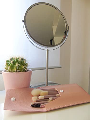 Brochas de maquillaje estuche - Pinceles de maquillaje completo con estuche de viaje - Juego de 8 brochas minis para maquillaje (Melocotón)