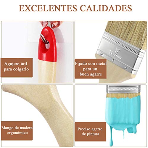 Brochas Pintura?Profesional???No Suelta Pelo?Brochas Pintura Pared ? Madera ? Hierro ? Brochas Planas ? 10 Unidades