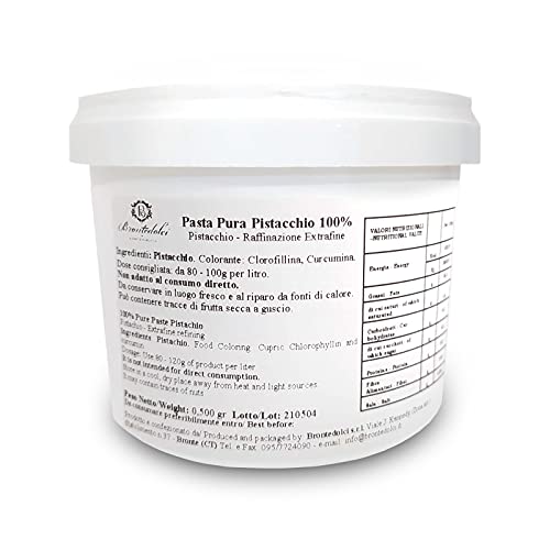 Brontedolci - 100% pura Pasta de Pistachos Verde para Helado - 500g