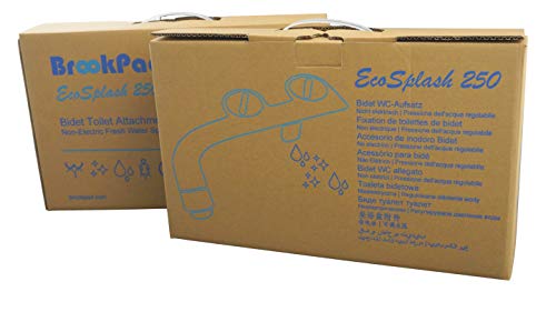BrookPad EcoSplash 250D - Accesorio para inodoro para bidé con chorro de agua dulce | No electrico | Boquilla doble | Sofisticada línea de diseño delgado de 5.2 mm