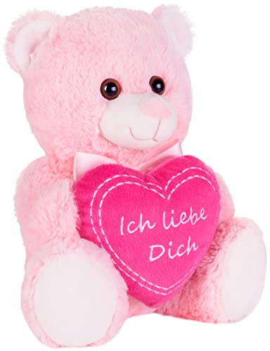 BRUBAKER Osito de Peluche con Corazón Rosa - Ich Liebe Dich - 25 cm - Osito de Peluche - Peluche Rosa