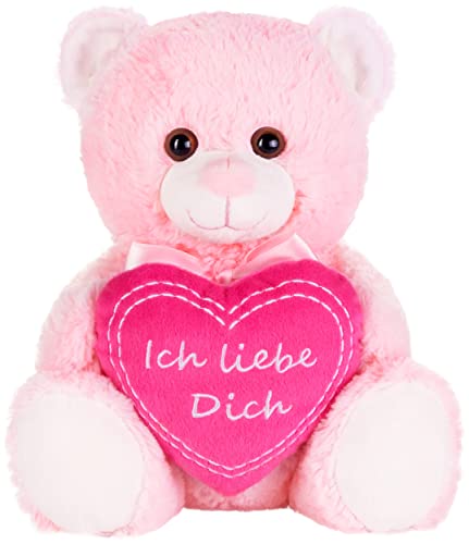BRUBAKER Osito de Peluche con Corazón Rosa - Ich Liebe Dich - 25 cm - Osito de Peluche - Peluche Rosa