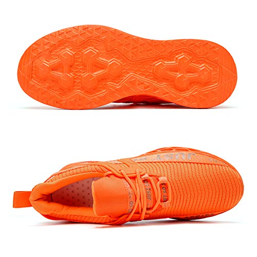 BUBUDENG Hombre Deportivas Zapatillas Running Hombre Tenis Zapatillas de Tenis para Hombre con Cordones Casuales y Ligeras Naranja EU44