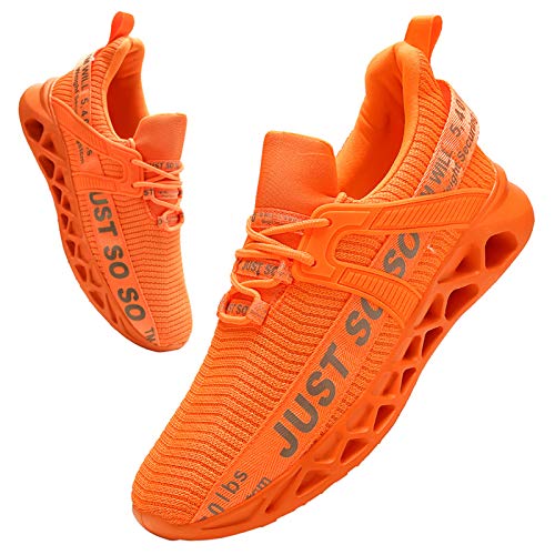 BUBUDENG Hombre Deportivas Zapatillas Running Hombre Tenis Zapatillas de Tenis para Hombre con Cordones Casuales y Ligeras Naranja EU44