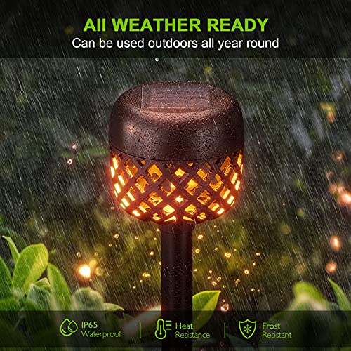 BUCASA Luces LED Solares para Exteriores, 6 Piezas Luz Solar Exterior con Patrón de Flores Blancas Cálidas, IP65 Impermeable Lampara Solar para Exterior Jardin Pasillo, Césped, Patio