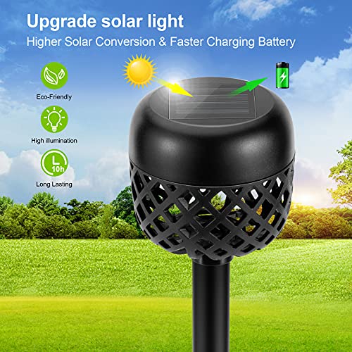 BUCASA Luces LED Solares para Exteriores, 6 Piezas Luz Solar Exterior con Patrón de Flores Blancas Cálidas, IP65 Impermeable Lampara Solar para Exterior Jardin Pasillo, Césped, Patio