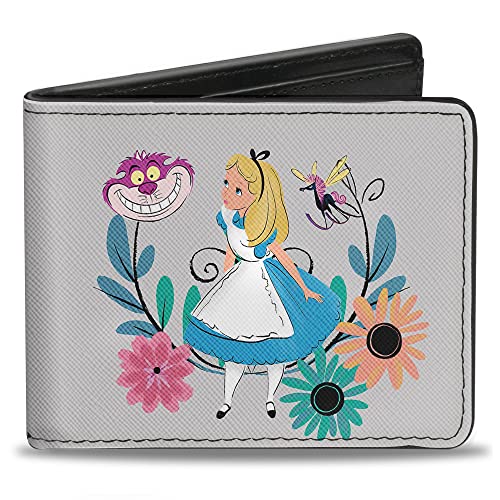 Buckle-Down Alicia Pose/Cheshire Cat Face Wonderland2 + Cartera Plegable de Flores, Multicolor, tamaño predeterminado