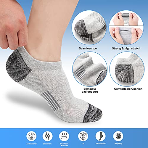 BUDERMMY Calcetines Deporte Hombre Mujer-6 Pares Calcetines Tobillero Corto Algodón Atlético,Acolchados Antiampolla Transpirable para Correr Ciclismo Senderismo Trail Mtb (Colores Mezclados *6, 41-46)