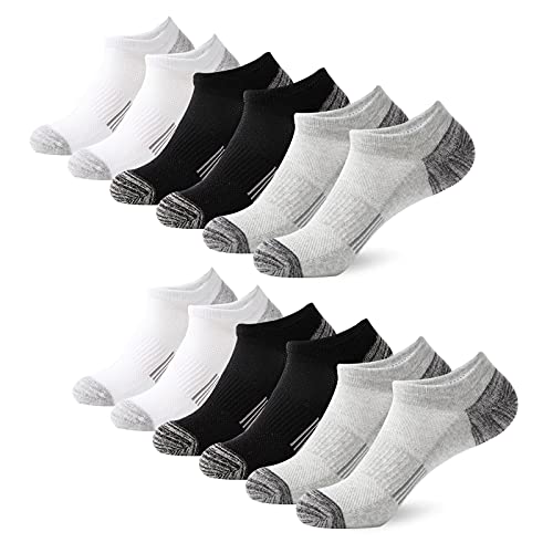 BUDERMMY Calcetines Deporte Hombre Mujer-6 Pares Calcetines Tobillero Corto Algodón Atlético,Acolchados Antiampolla Transpirable para Correr Ciclismo Senderismo Trail Mtb (Colores Mezclados *6, 41-46)