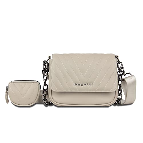 Bugatti Sira Bolso Acolchado Mujer Bandolera con Cadena, Pequeño - Beige