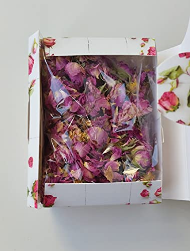 Bulgarian ROSE 3 frascos de madera + flores de rosa secas, regalo pequeño