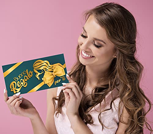 Buoni - Tarjeta de regalo para peluquería (25 o 50 unidades) - Buenos regalos - Tarjeta de regalo para peluquería - Cartón plastificado - Ideal para ofertas o descuento a los clientes (25)