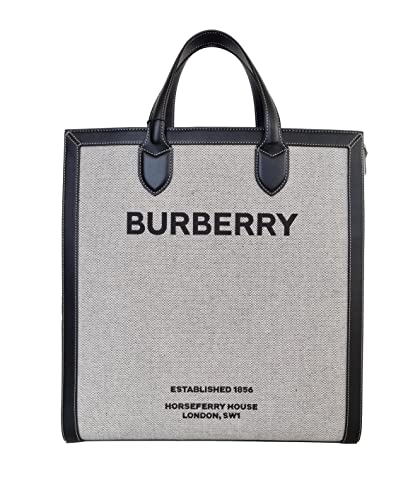 BURBERRY Bolso shopping tote de mano y bandolera KANE de piel y tela con 8037936