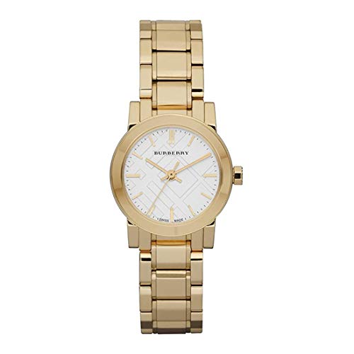 Burberry The City SWISS LUXURY - Reloj de oro redondo para mujer, 26 mm, esfera blanca con fecha BU9203