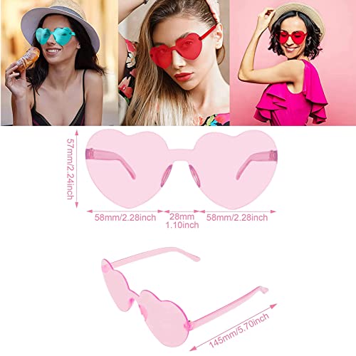 Bymivofun 6 Pares de Gafas de Fiesta en Forma de Corazón, Gafas de Sol Retro Transparentes Sin Montura, Gafas de Amor, para Accesorios de Disfraces, Accesorios de Fotos, Cosplay de Fiesta