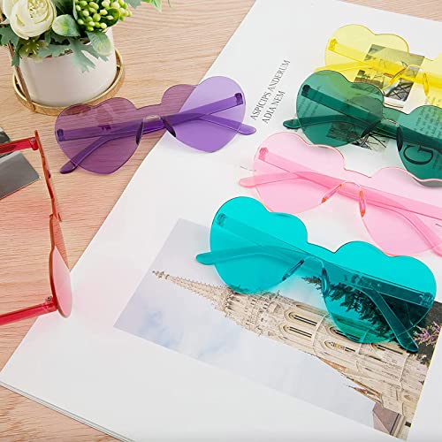 Bymivofun 6 Pares de Gafas de Fiesta en Forma de Corazón, Gafas de Sol Retro Transparentes Sin Montura, Gafas de Amor, para Accesorios de Disfraces, Accesorios de Fotos, Cosplay de Fiesta
