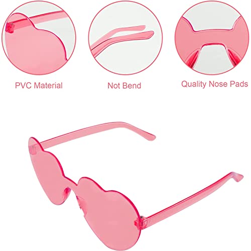 Bymivofun 6 Pares de Gafas de Fiesta en Forma de Corazón, Gafas de Sol Retro Transparentes Sin Montura, Gafas de Amor, para Accesorios de Disfraces, Accesorios de Fotos, Cosplay de Fiesta