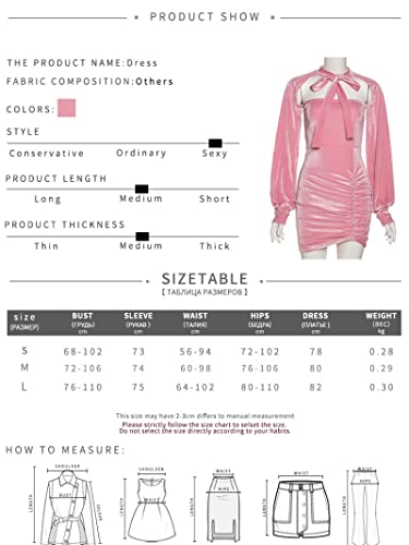 Bywenzai Vestir Sexy Casual Slim-Fit Lace Velvet Light Cobertura Elástico De Manga Larga Show Clavicle Lady Mujer Vestido Femenino S Pink