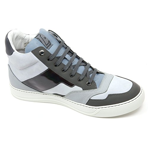 C2850 Sneaker Alta uomo LANVIN GLOL Scarpa Azzurro/Grigio Mid Top Shoe Man [7]