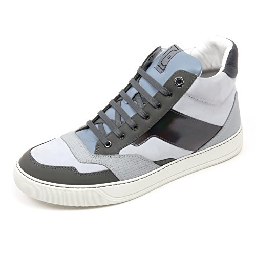 C2850 Sneaker Alta uomo LANVIN GLOL Scarpa Azzurro/Grigio Mid Top Shoe Man [7]