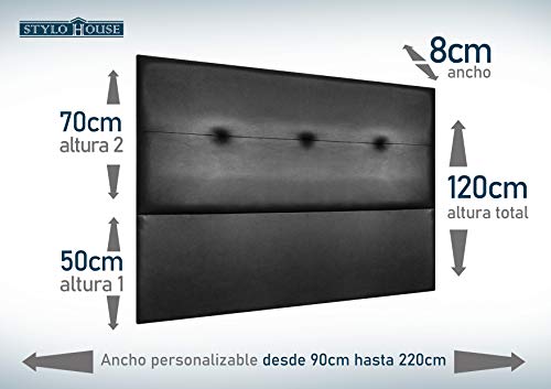 Cabecero de Cama Modelo Nairobi, tapizado en Polipiel Azahar. Pro Elite. (para Cama de 90 (100x120x8) en Color Azul)