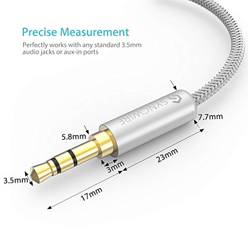 Cable Divisor Syncwire, Splitter Jack Auriculares Nylon Trenzado [23cm] Cable Divisor de Jack (Audio estéreo) - Macho de 3.5mm a 2 Hembras de 3.5mm, Cable para Apple, Samsung, Smartphones, MP3