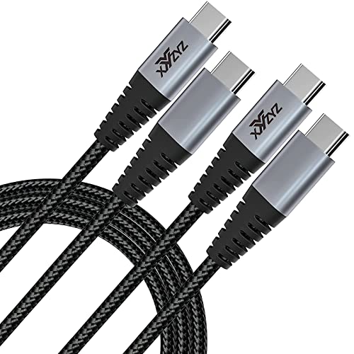 Cable USB C a USB C (2m, 2pack), 60W, Cable Tipo C a Tipo C Carga Rápida de Energía Nylon Duradero Trenzado para MacbookPro Air, iPad Pro 2020 Air, Xiaomi Mi10, Samsung S21 S20, Huawei P40 (Negro)