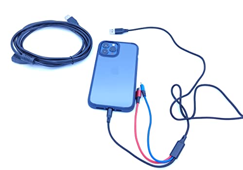 Cable USB tres en uno mas alargador USB 3 metros (Pack) Multi Cable de Carga, Nylon Multi USB Cargador Cable Múltiples Micro USB Tipo C para Android Galaxy, Huawei Extensión USB Tipo A Macho A Hembra