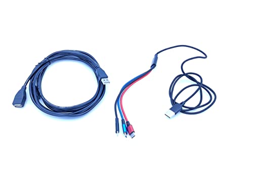 Cable USB tres en uno mas alargador USB 3 metros (Pack) Multi Cable de Carga, Nylon Multi USB Cargador Cable Múltiples Micro USB Tipo C para Android Galaxy, Huawei Extensión USB Tipo A Macho A Hembra