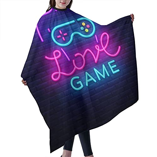 Cabo de peluquería sexy Gamer mango Love Neon Custom Salon Delantal profesional grande Peluquería Peluquería Capes (55 x 66 pulgadas)