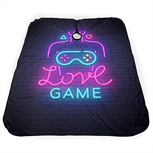 Cabo de peluquería sexy Gamer mango Love Neon Custom Salon Delantal profesional grande Peluquería Peluquería Capes (55 x 66 pulgadas)