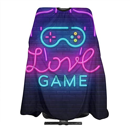 Cabo de peluquería sexy Gamer mango Love Neon Custom Salon Delantal profesional grande Peluquería Peluquería Capes (55 x 66 pulgadas)