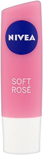 Cacao Nivea para el cuidado labial, de 4,8 g, color rosa claro. Pack de 12 unidades.